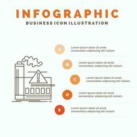 contaminación. fábrica. aire. alerta. plantilla de infografía de la industria para sitio web y presentación. icono de línea gris con ilustración de vector de estilo infográfico naranja