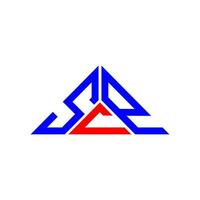 Diseño creativo del logotipo de la letra scp con gráfico vectorial, logotipo simple y moderno de scp en forma de triángulo. vector