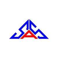 Diseño creativo del logotipo de la letra sas con gráfico vectorial, logotipo simple y moderno de sas en forma de triángulo. vector