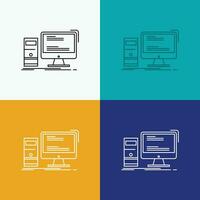 Computer. desktop. gaming. pc. personal Icon Over Various Background. Line style design. designed for web and app. Eps 10 vector illustration