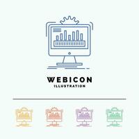 dashboard. admin. monitor. monitoring. processing 5 Color Line Web Icon Template isolated on white. Vector illustration