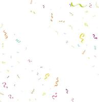 Vector abstract White Background with many falling tiny colorful confetti pieces and ribbon. Carnival. Christmas or New Year decoration colorful party pennants for birthday. festival