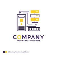 Company Name Logo Design For Combination. data. database. electronic. information. Purple and yellow Brand Name Design with place for Tagline. Creative Logo template for Small and Large Business. vector