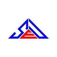 diseño creativo del logotipo de la letra seu con gráfico vectorial, logotipo simple y moderno seu en forma de triángulo. vector