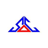 diseño creativo del logotipo de la letra sdc con gráfico vectorial, logotipo simple y moderno de sdc en forma de triángulo. vector