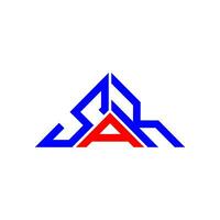 diseño creativo del logotipo de la letra sak con gráfico vectorial, logotipo simple y moderno de sak en forma de triángulo. vector
