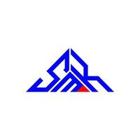 Diseño creativo del logotipo de la letra smk con gráfico vectorial, logotipo simple y moderno de smk en forma de triángulo. vector