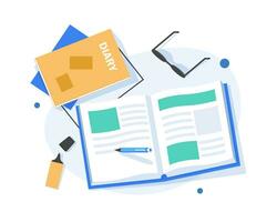 Take note of the diary,flat design icon vector illustration