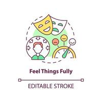 Feel things fully concept icon. Way to self love abstract idea thin line illustration. Feeling deeply and intensely. Isolated outline drawing. Editable stroke. vector