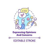 Expressing opinions and concerns concept icon. Positive healthy relationships abstract idea thin line illustration. Isolated outline drawing. Editable stroke. vector