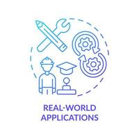Real world applications blue gradient concept icon. Gamification benefit for students education abstract idea thin line illustration. Isolated outline drawing. vector