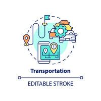 Transportation concept icon. Big data application abstract idea thin line illustration. Passenger volumes prediction. Isolated outline drawing. Editable stroke. vector