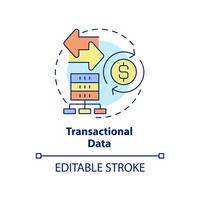 Transactional data concept icon. Collecting accounting records abstract idea thin line illustration. Order information. Isolated outline drawing. Editable stroke. vector