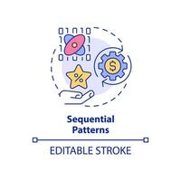 Sequential patterns concept icon. Data mining technique abstract idea thin line illustration. Analyzing users behavior. Isolated outline drawing. Editable stroke. vector