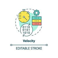 Velocity concept icon. Big data characteristic abstract idea thin line illustration. Speed of data acquiring, processing. Isolated outline drawing. Editable stroke. vector