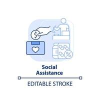 Social assistance light blue concept icon. Payments and subsidies. Social protection abstract idea thin line illustration. Isolated outline drawing. Editable stroke. vector