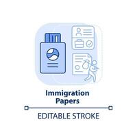 Immigration papers light blue concept icon. Immigration status. Application abstract idea thin line illustration. Isolated outline drawing. Editable stroke. vector