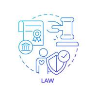 Law blue gradient concept icon. System of rules in community. Legislation. Social institution abstract idea thin line illustration. Isolated outline drawing vector