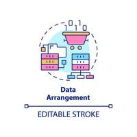 Data arrangement concept icon. Sorting large dataset abstract idea thin line illustration. Computer system. Classification. Isolated outline drawing. Editable stroke. vector