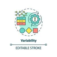 Variability concept icon. Big data characteristic abstract idea thin line illustration. Analyzing data volatility. Isolated outline drawing. Editable stroke. vector