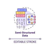 Semi-structured data concept icon. Big data type abstract idea thin line illustration. Barely structured model. Isolated outline drawing. Editable stroke. vector