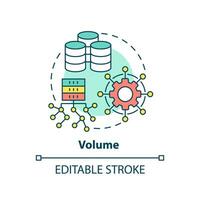 Volume concept icon. Big data characteristic abstract idea thin line illustration. Size of collected and stored data. Isolated outline drawing. Editable stroke. vector