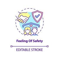 Feeling of safety concept icon. Image of healthy relationships abstract idea thin line illustration. Emotional wellbeing. Isolated outline drawing. Editable stroke. vector