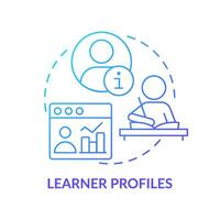 Learner profiles blue gradient concept icon. Detailed students records. Personalized education abstract idea thin line illustration. Isolated outline drawing. vector