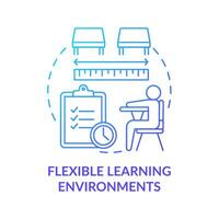 Flexible learning environments blue gradient concept icon. Personalized school education program abstract idea thin line illustration. Isolated outline drawing. vector