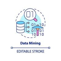 icono del concepto de minería de datos. examinar grandes conjuntos de datos idea abstracta ilustración de línea delgada. análisis de anomalías. Ciencias de la Computación. dibujo de contorno aislado. trazo editable. vector