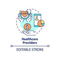 Healthcare providers concept icon. Big data application abstract idea thin line illustration. Electronic health records. Isolated outline drawing. Editable stroke. vector