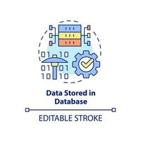 Data stored in database concept icon. Database management system abstract idea thin line illustration. Collection of data. Isolated outline drawing. Editable stroke. vector