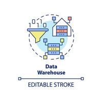 Data warehouse concept icon. Information repository abstract idea thin line illustration. Data management system. Isolated outline drawing. Editable stroke. vector