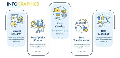 Data mining process rectangle infographic template. Machine learning. Data visualization with 5 steps. Process timeline info chart. Workflow layout with line icons. vector