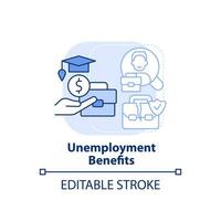 Unemployment benefits light blue concept icon. Insurance, payment. Government benefit abstract idea thin line illustration. Isolated outline drawing. Editable stroke. vector