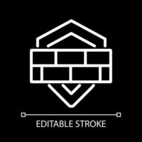 Firewall pixel perfect white linear icon for dark theme. Network security system. Attack prevention. Thin line illustration. Isolated symbol for night mode. Editable stroke. vector
