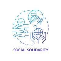 Social solidarity blue gradient concept icon. Cohesion and cooperation. Institutions advantage abstract idea thin line illustration. Isolated outline drawing vector