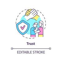 Trust concept icon. Healthy relationships essential abstract idea thin line illustration. Avoiding judgments. Show empathy. Isolated outline drawing. Editable stroke. vector