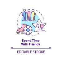 Spend time with friends concept icon. Building healthy relationships abstract idea thin line illustration. Mutual respect. Isolated outline drawing. Editable stroke. vector