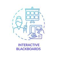 Interactive blackboards blue gradient concept icon. Technology for learning. Education trend abstract idea thin line illustration. Isolated outline drawing. vector