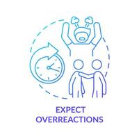 Expect overreactions blue gradient concept icon. Trauma informed teaching. Education trend work abstract idea thin line illustration. Isolated outline drawing. vector