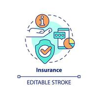 Insurance concept icon. Big data application abstract idea thin line illustration. Reduce price risk. Predictive analytics. Isolated outline drawing. Editable stroke. vector