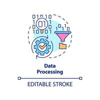 Data processing concept icon. Big data manipulation abstract idea thin line illustration. Generating meaningful output. Isolated outline drawing. Editable stroke. vector