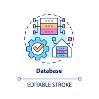 Database concept icon. Electronic data storage abstract idea thin line illustration. Structured info. Computer science. Isolated outline drawing. Editable stroke. vector