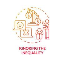 Ignoring inequality red gradient concept icon. Discrimination. Disadvantage of social institutions abstract idea thin line illustration. Isolated outline drawing vector