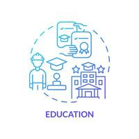 Education blue gradient concept icon. Obtain knowledge and skills. Learn and study. Social institution abstract idea thin line illustration. Isolated outline drawing vector