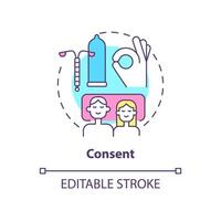 Consent concept icon. Foundation of healthy relationships abstract idea thin line illustration. Secure sexual activity. Isolated outline drawing. Editable stroke. vector