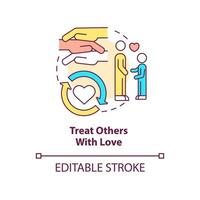 Treat others with love concept icon. Self care daily activity abstract idea thin line illustration. Practicing empathy. Isolated outline drawing. Editable stroke. vector