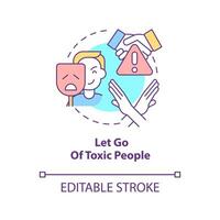 Let go of toxic people concept icon. Step to self love abstract idea thin line illustration. Get rid of toxic relationship. Isolated outline drawing. Editable stroke. vector