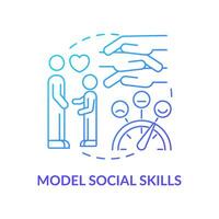 Model social skills blue gradient concept icon. Positive behavior strategy. Trauma informed teaching abstract idea thin line illustration. Isolated outline drawing. vector